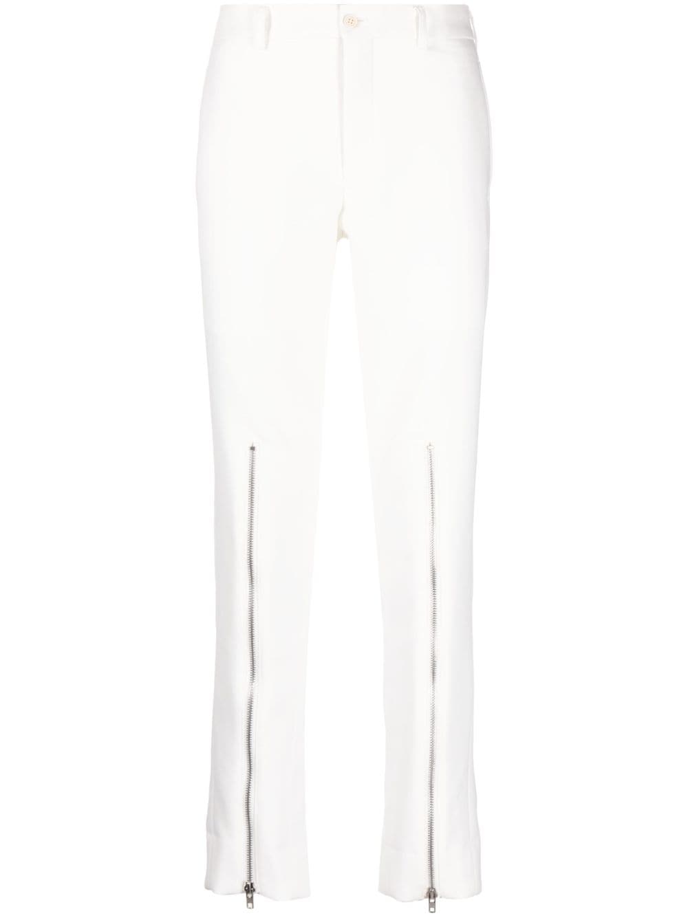 Comme Des Garçons Homme Deux Zip-detailing Striped Skinny Trousers In White