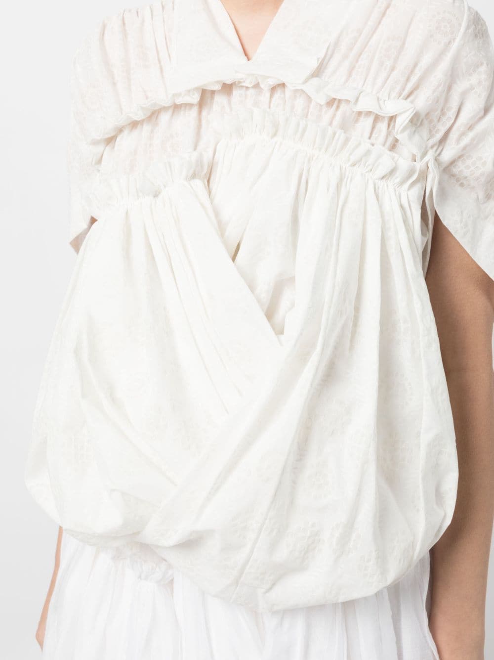 Shop Comme Des Garçons Tao Asymmetric Draped Cotton Blouse In White