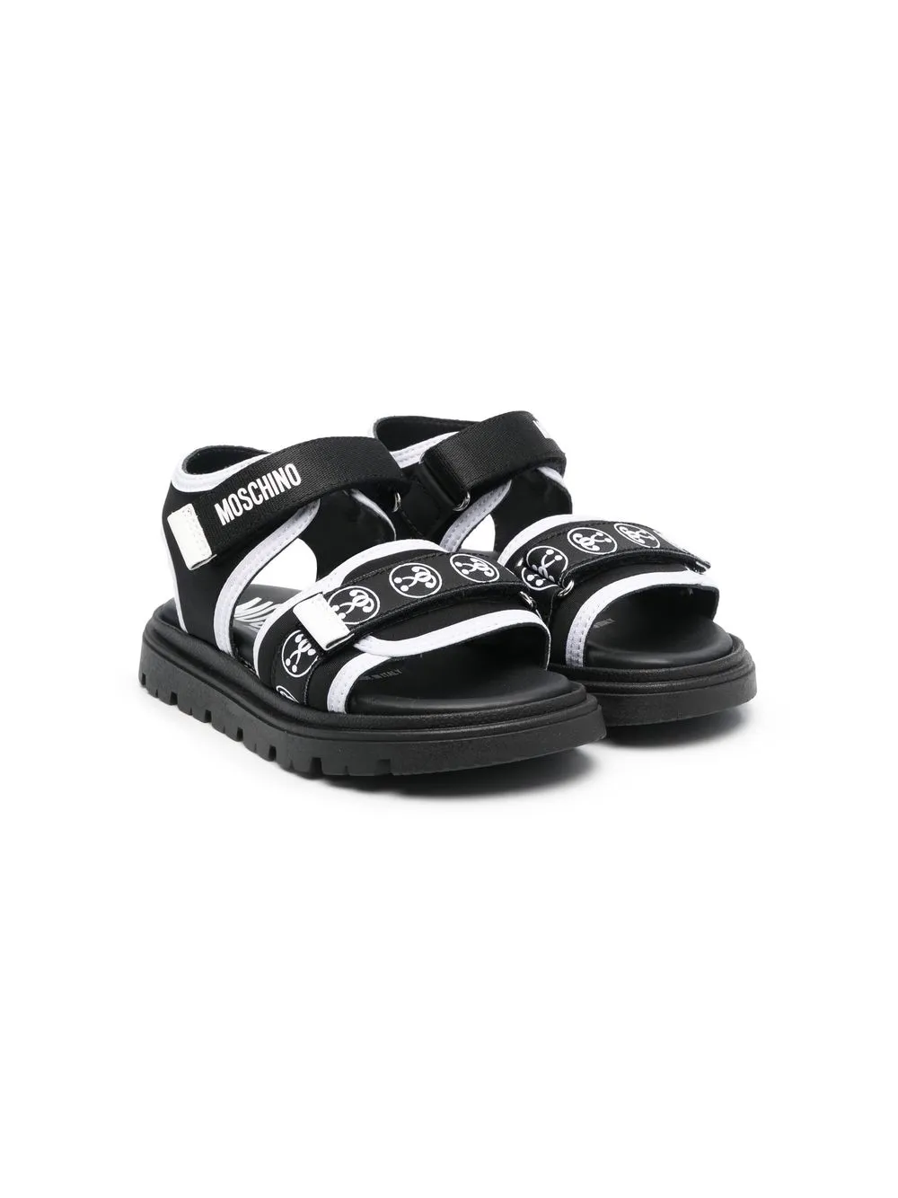 

Moschino Kids logo-print touch-strap sandals - Black