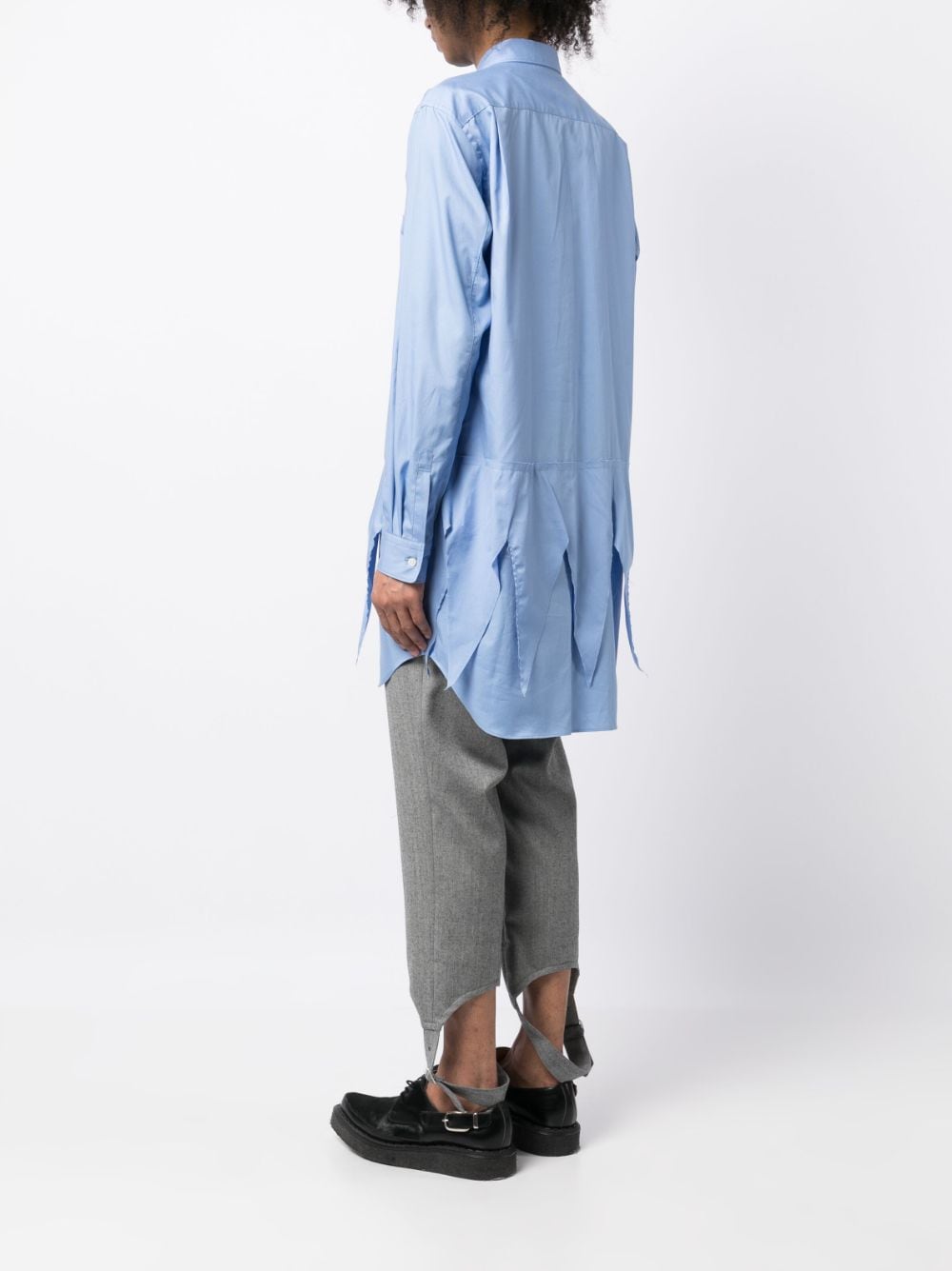 Shop Comme Des Garçons Homme Deux Layered Buttoned Cotton Shirt In Blue