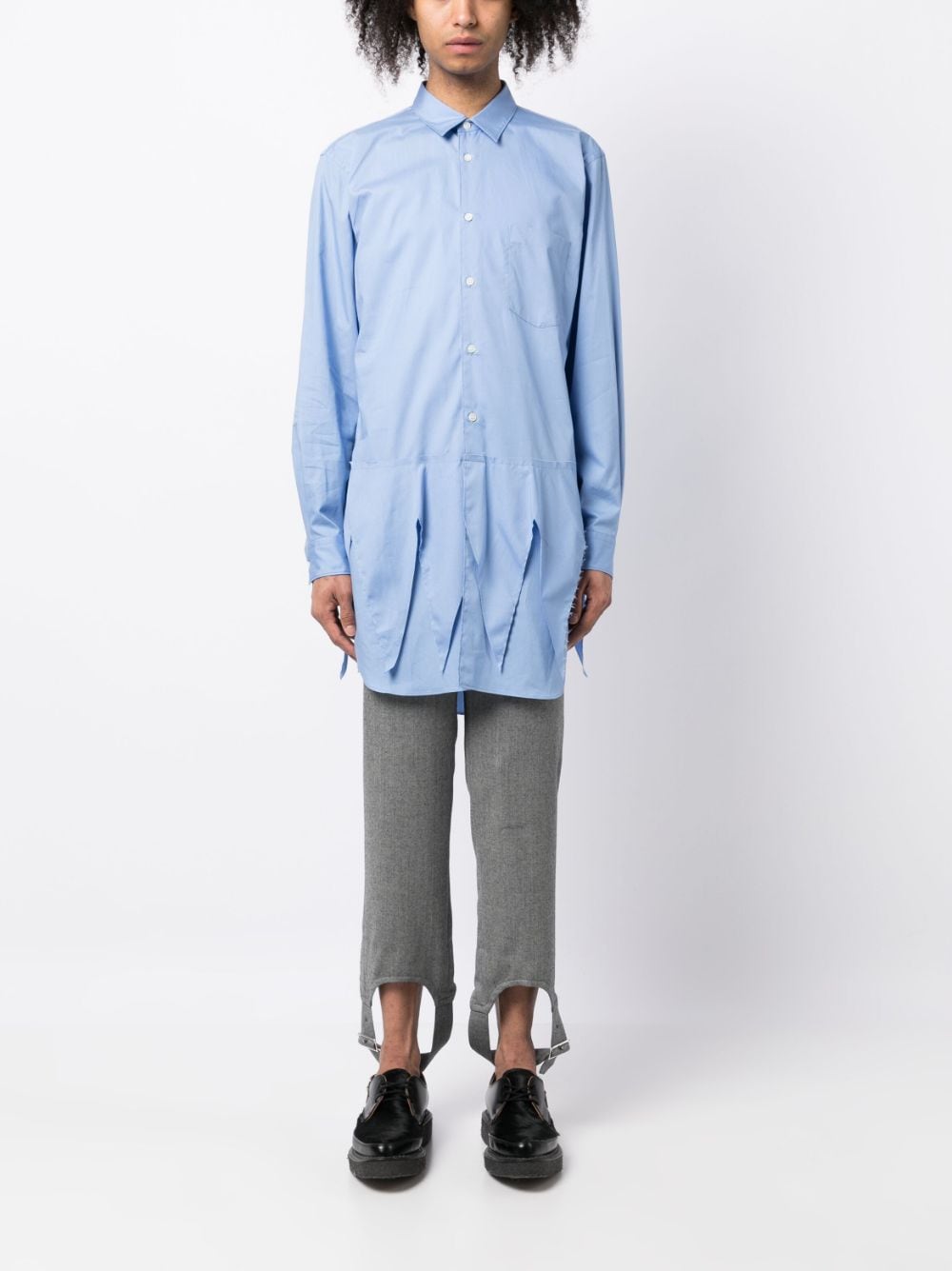 Shop Comme Des Garçons Homme Deux Layered Buttoned Cotton Shirt In Blue