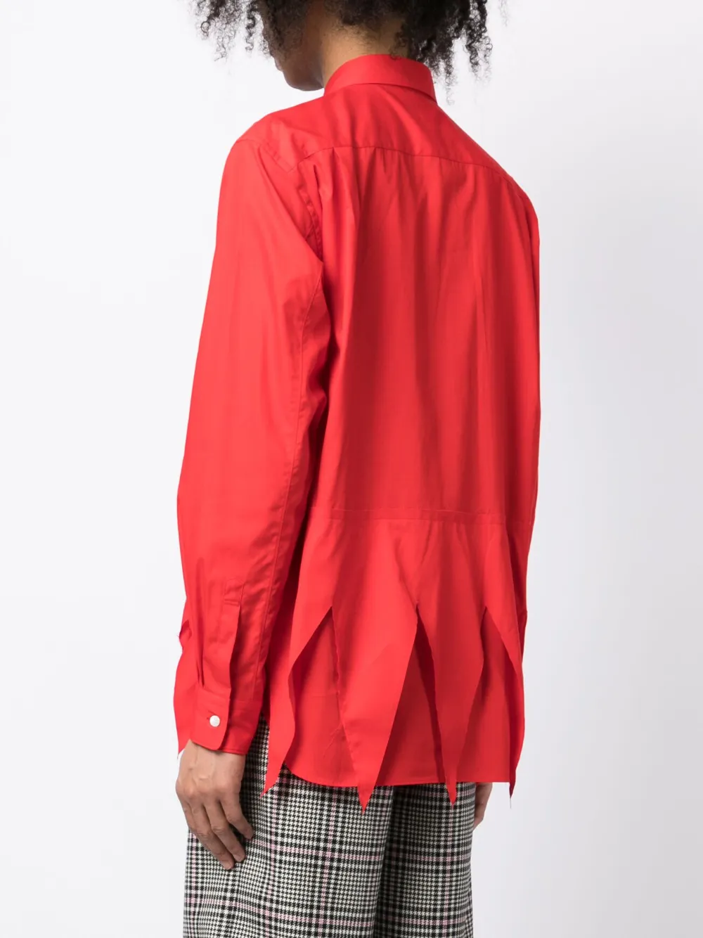 Comme Des Garçons Homme Deux Scallop-hem Long-sleeve Shirt In Red