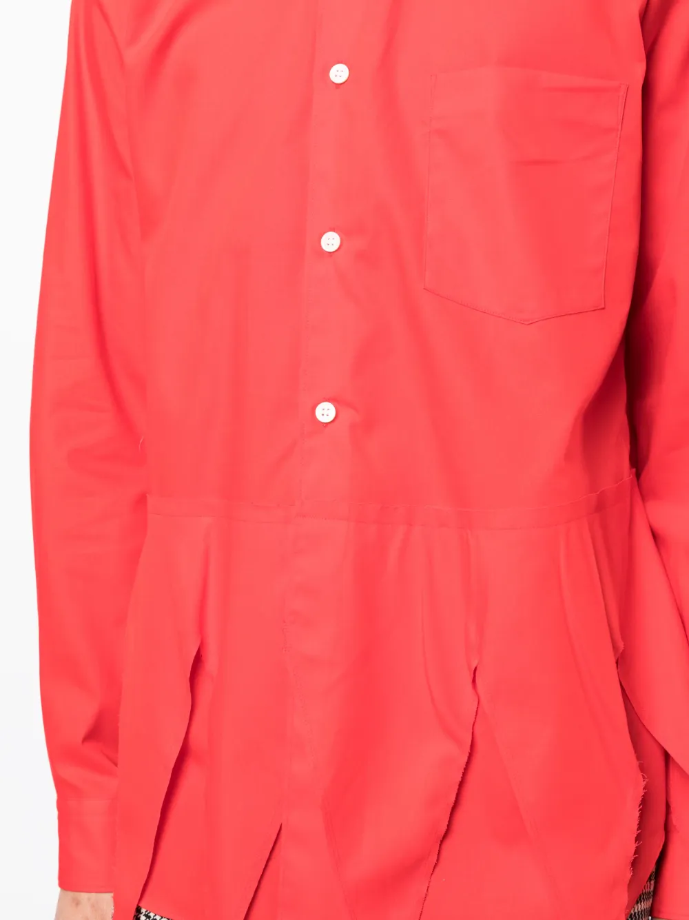 Comme Des Garçons Homme Deux Scallop-hem Long-sleeve Shirt In Red