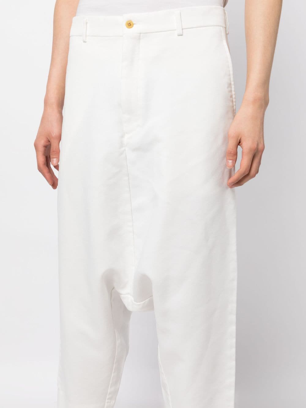 Shop Comme Des Garçons Homme Deux Cropped Drop-crotch Trousers In White