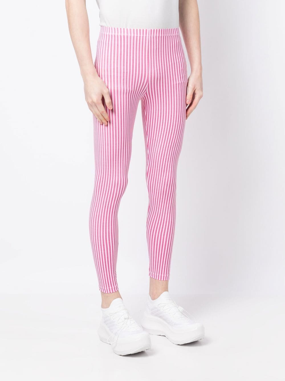 Shop Comme Des Garçons Homme Deux Vertical-stripe Leggings In Pink