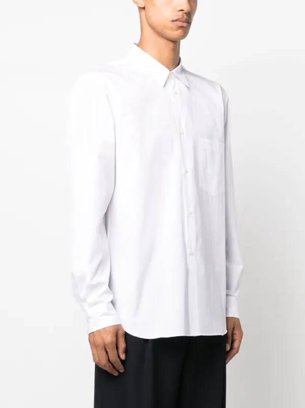 Comme Des Garçons Homme Plus パッチポケット シャツ | ホワイト Comme Des Garçons Homme Plus パッチポケット シャツ | ホワイト