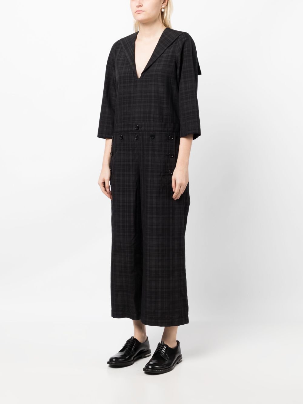 Comme Des Garçons Tao Sailor-collar Cropped Jumpsuit In Black