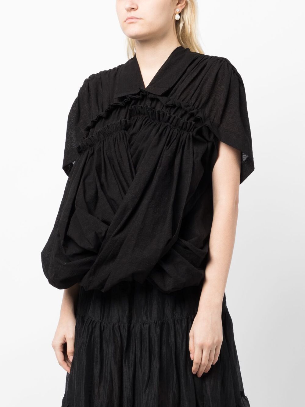 Shop Comme Des Garçons Tao Asymmetric Draped Cotton Blouse In Black