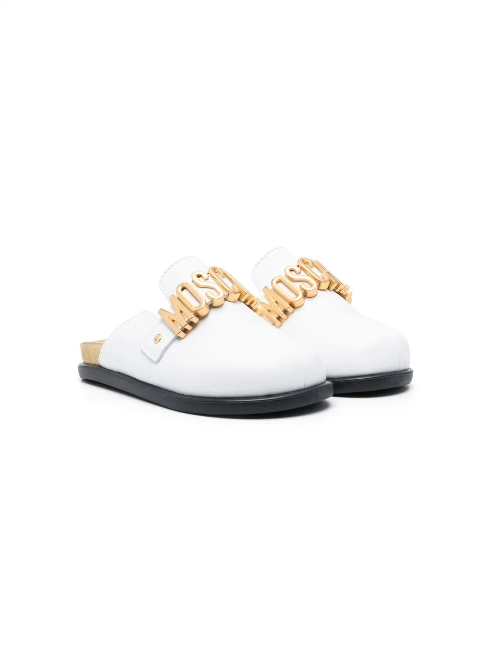 

Moschino Kids flip flops con placa del logo - Blanco