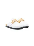 Moschino Kids logo-plaque detail slides - White