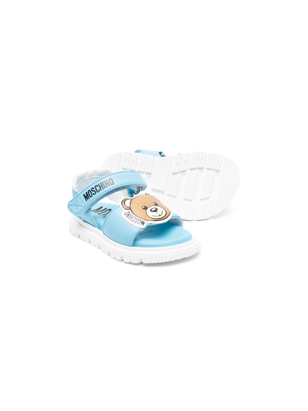 Moschino Kids Sandalen met teddybeerpatch - Blauw