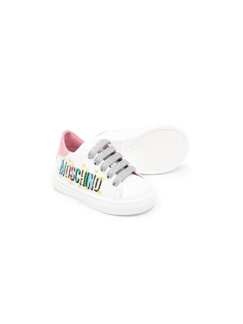 Moschino Kids Leren sneakers - Wit