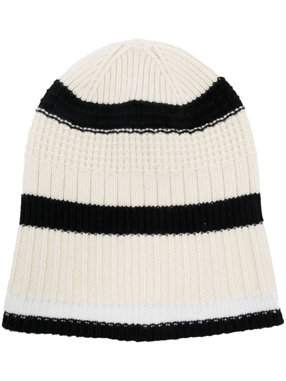 Barrie Textured Stripes Cashmere Beanie Hat In Black