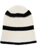 Barrie textured stripes cashmere beanie hat - White
