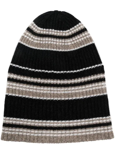 Barrie cashmere striped beanie hat