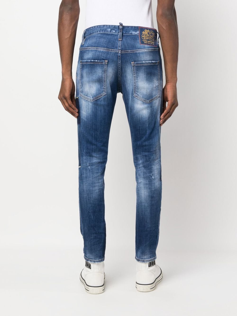 Shop Dsquared2 Patchwork-design Slim-fit Jeans In Blue