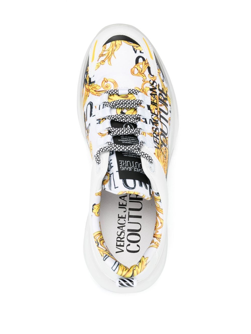 Shop Versace Jeans Couture Baroque Pattern-print Lace-up Sneakers In White