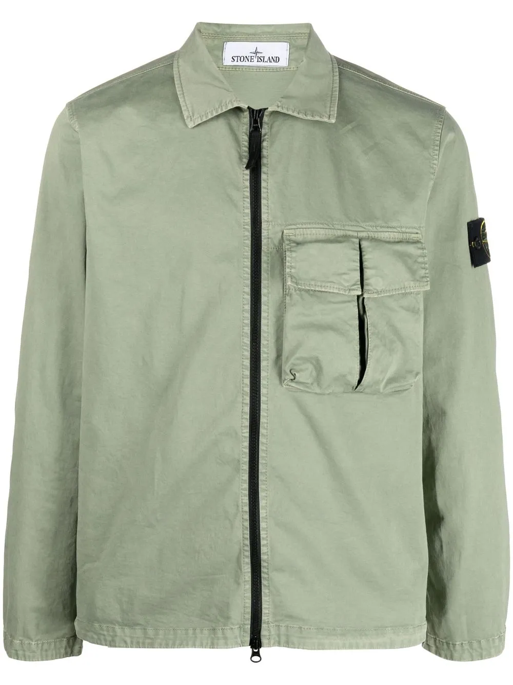

Stone Island zip-up stretch-cotton shirt jacket - Green