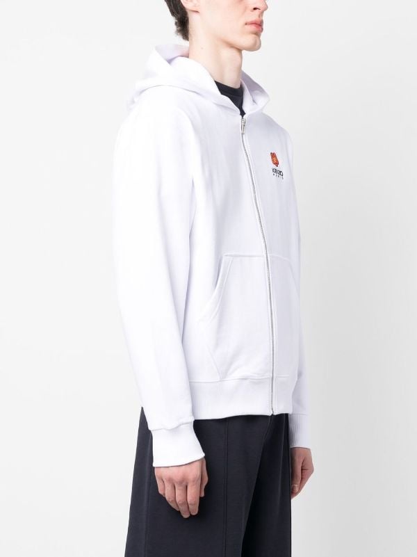 Kenzo logo-embroidery zip-up Hoodie - Farfetch