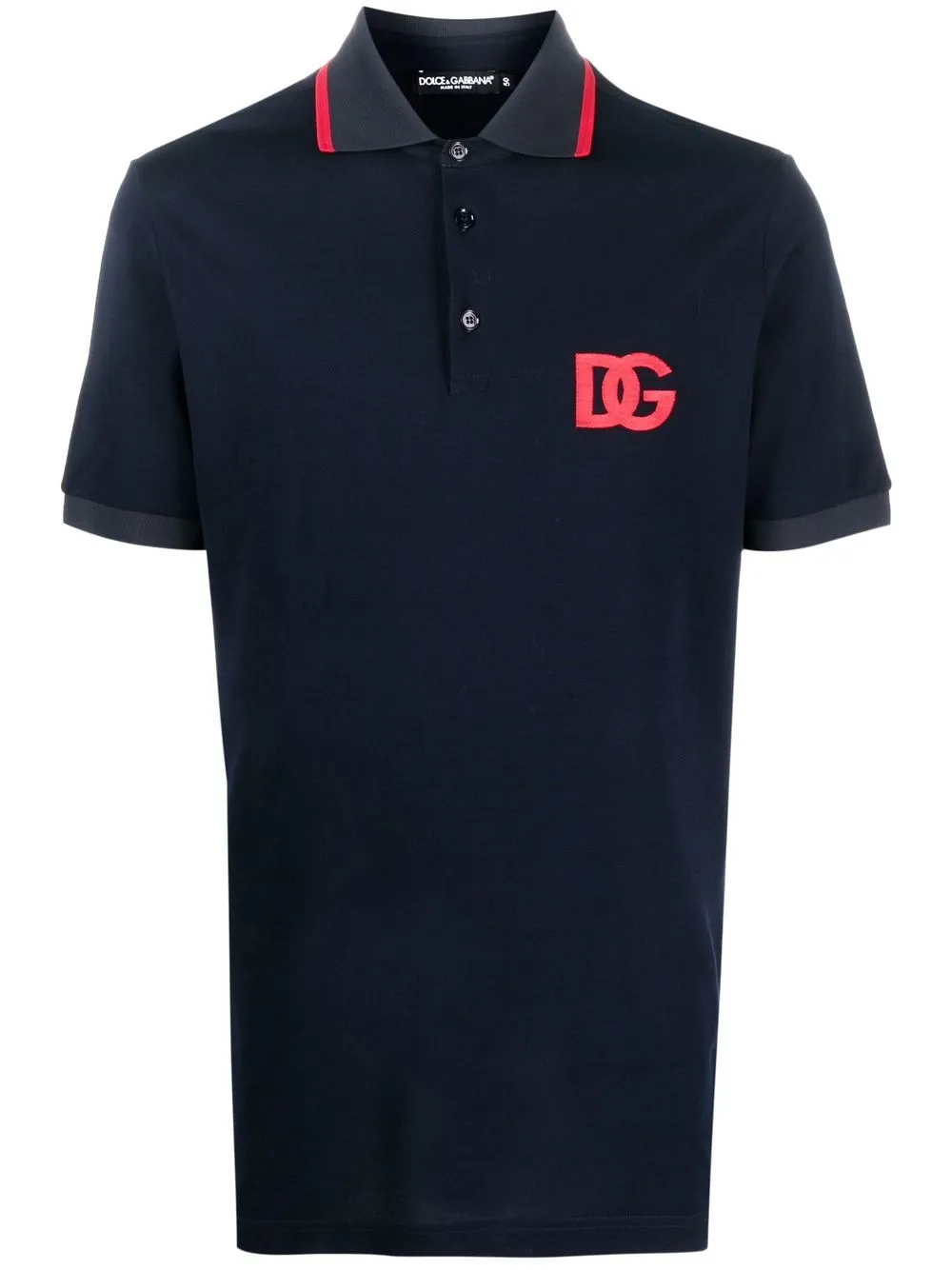 

Dolce & Gabbana embroidered-logo cotton polo shirt - Blue