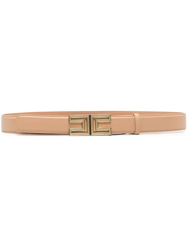 ELISABETTA FRANCHI レザー ゴールドダブルバックル ロゴ ベルト Elisabetta Franchi ロゴバックル ベルト | ブラック | FARFETCH JP