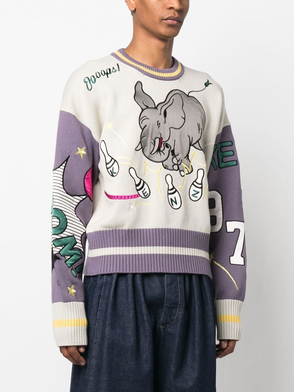 Shop Kenzo Graphic-embroidered Jumper In Grey