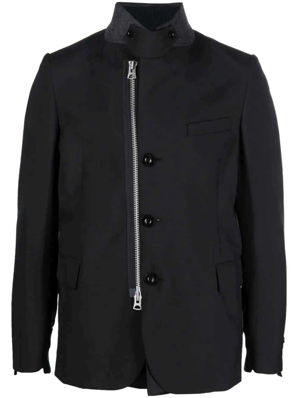 

sacai off-centre zip-up blazer - Black