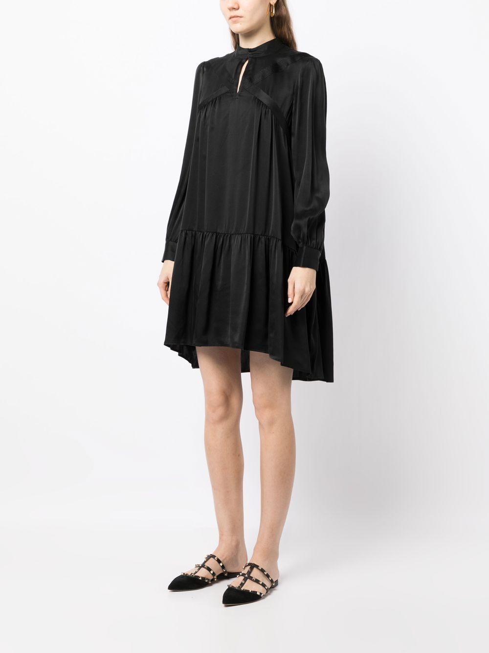 Shop Paule Ka Lavée Silk Shift Dress In Black