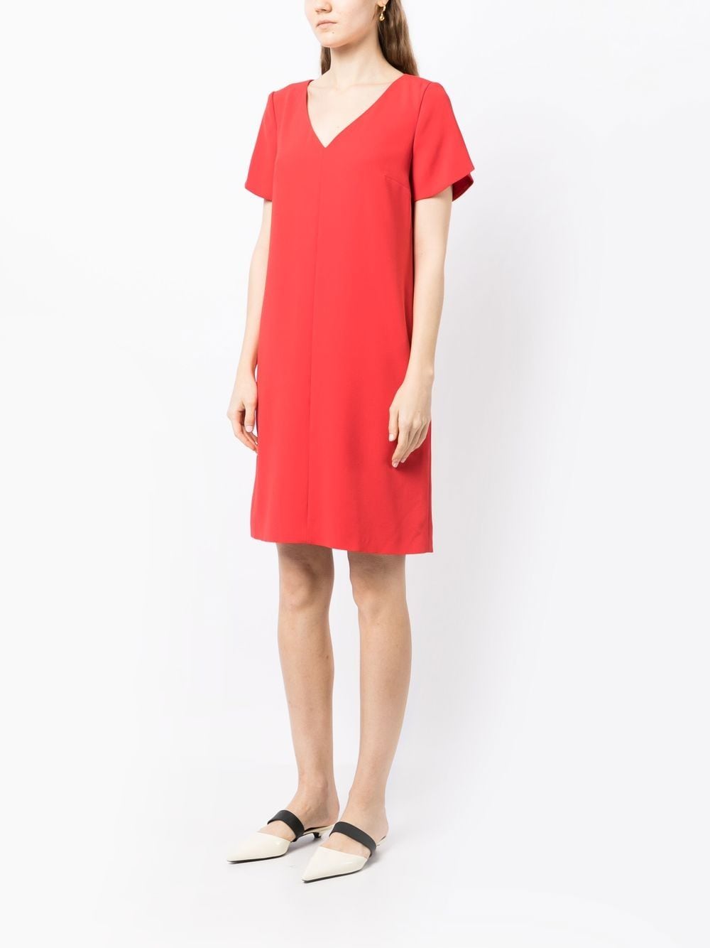Shop Paule Ka Envers Crepe Mini Shift Dress In Red