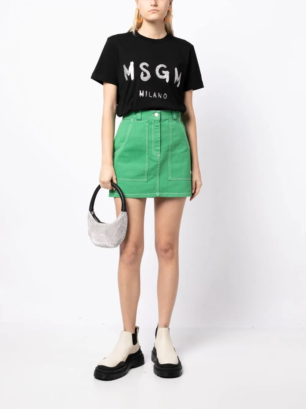 Msgm Logo-print Short-sleeve T-shirt In Black