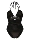 Self-Portrait halterneck cut-out swimsuit - Black