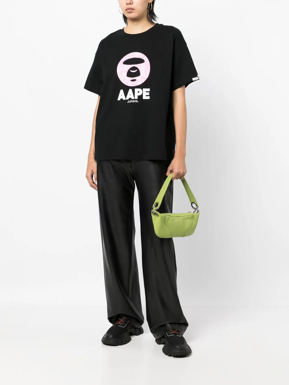 AAPE BY *A BATHING APE® T-shirt met logoprint - Zwart