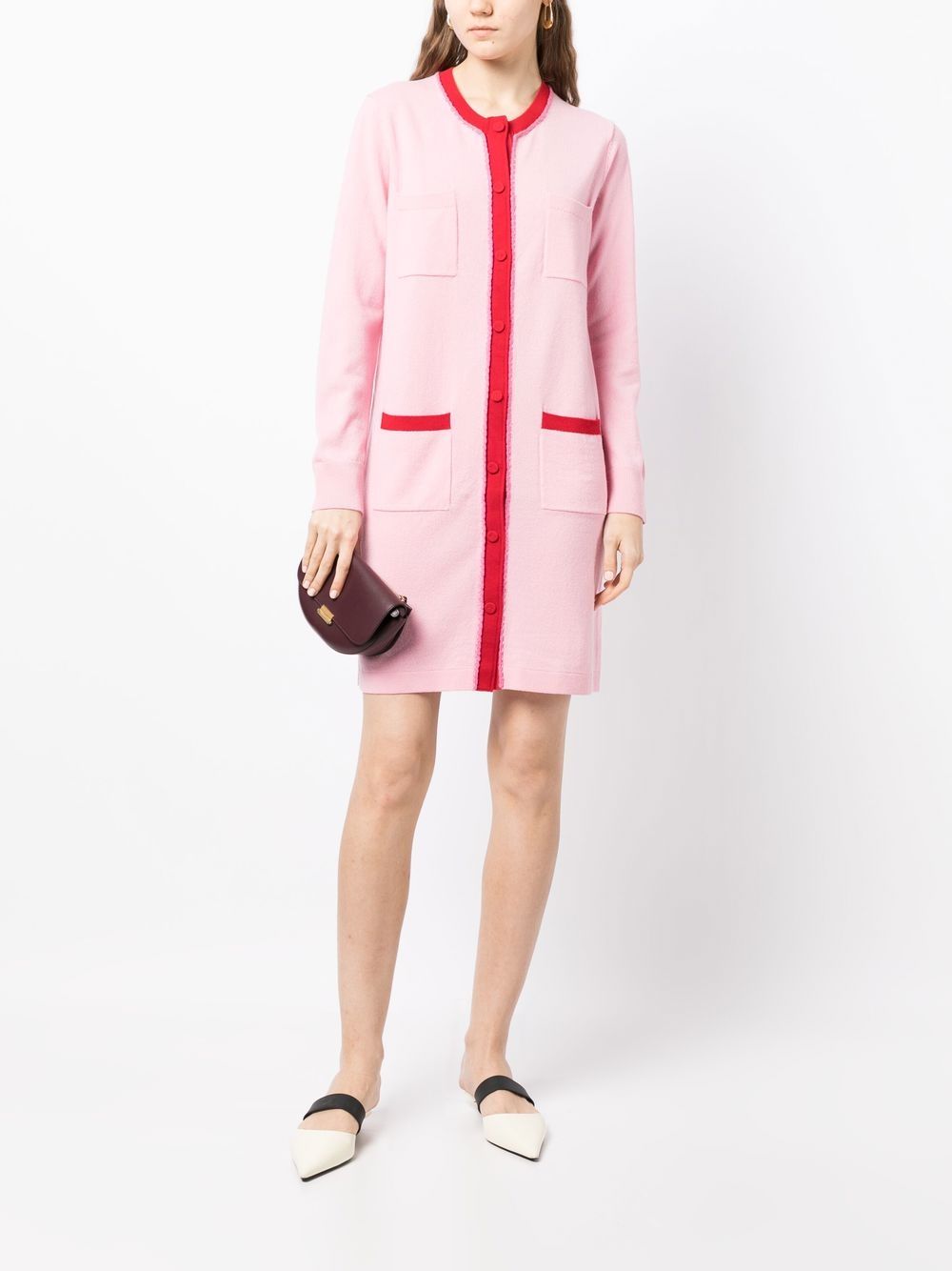 Shop Paule Ka Wool-cashmere Blend Cardigan Dress In Pink