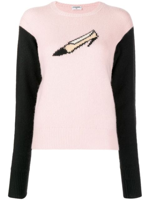 CHANEL 1990-2000s intarsia shoe cashmere jumper Women