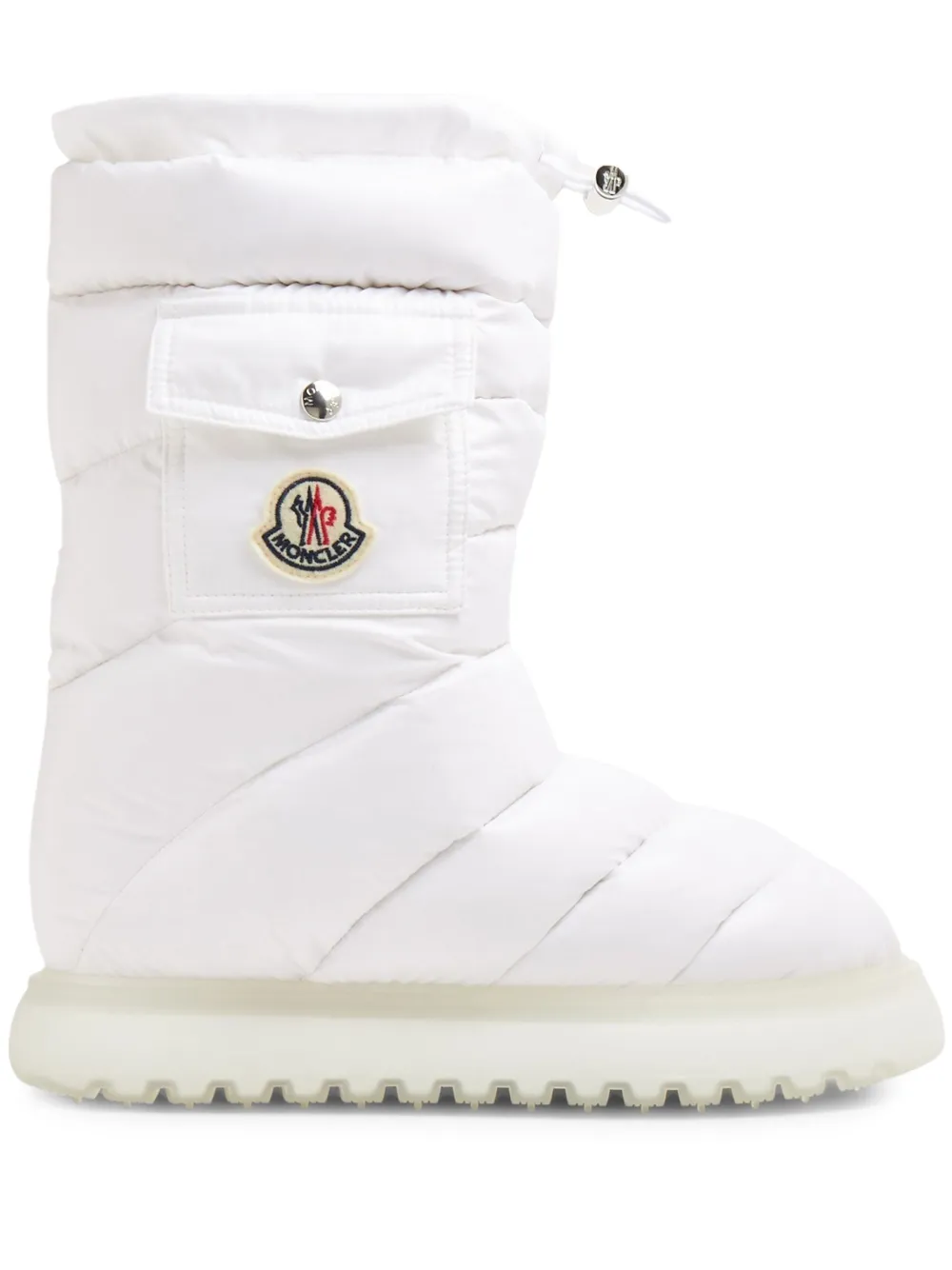 Moncler Gaia Quilted Nylon Pocket Snow Boots In Weiss