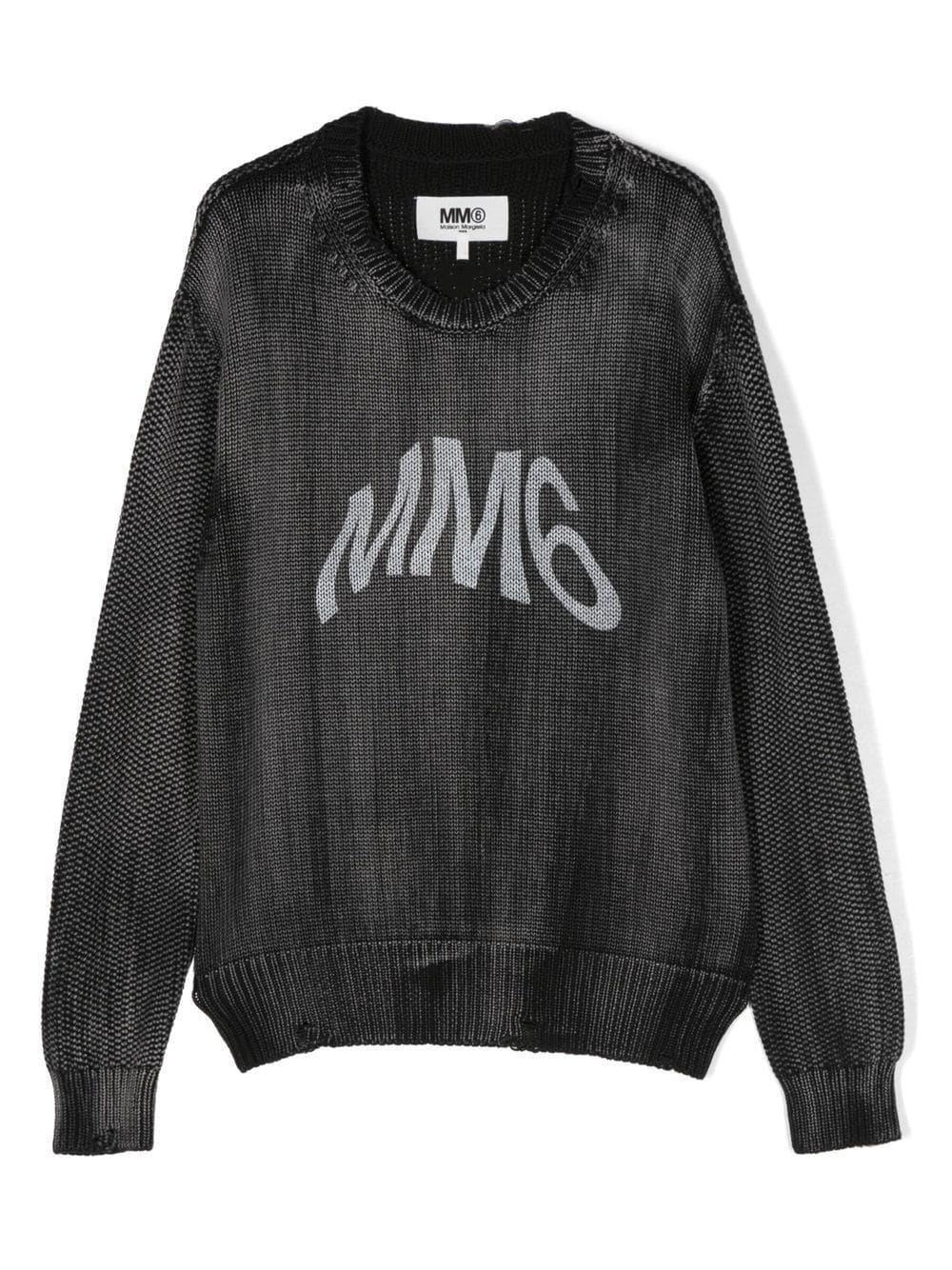 Mm6 Maison Margiela Kids' Mm6 Logo Knitted Jumper In Black