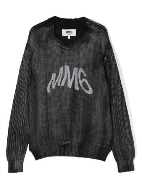 MM6 Maison Margiela Kids Gestrickter Pullover mit MM6-Print