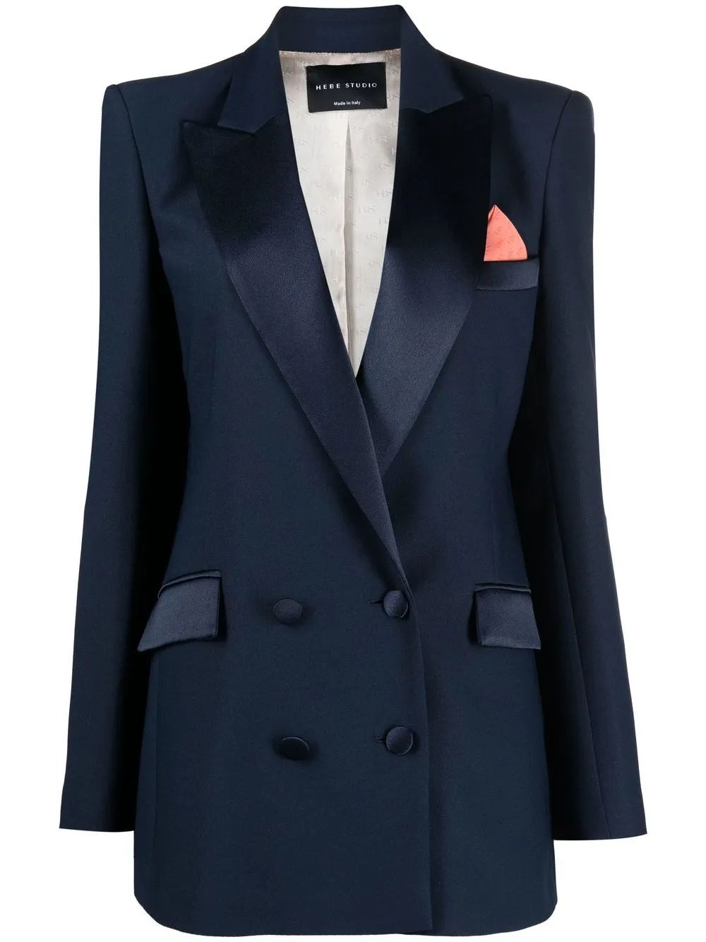 

Hebe Studio satin-trim double-breasted blazer - Blue