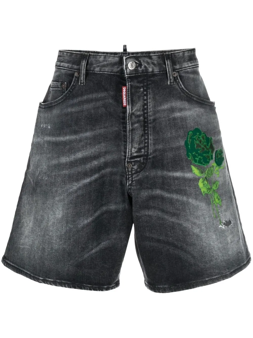 

Dsquared2 rose-patch denim shorts - Black