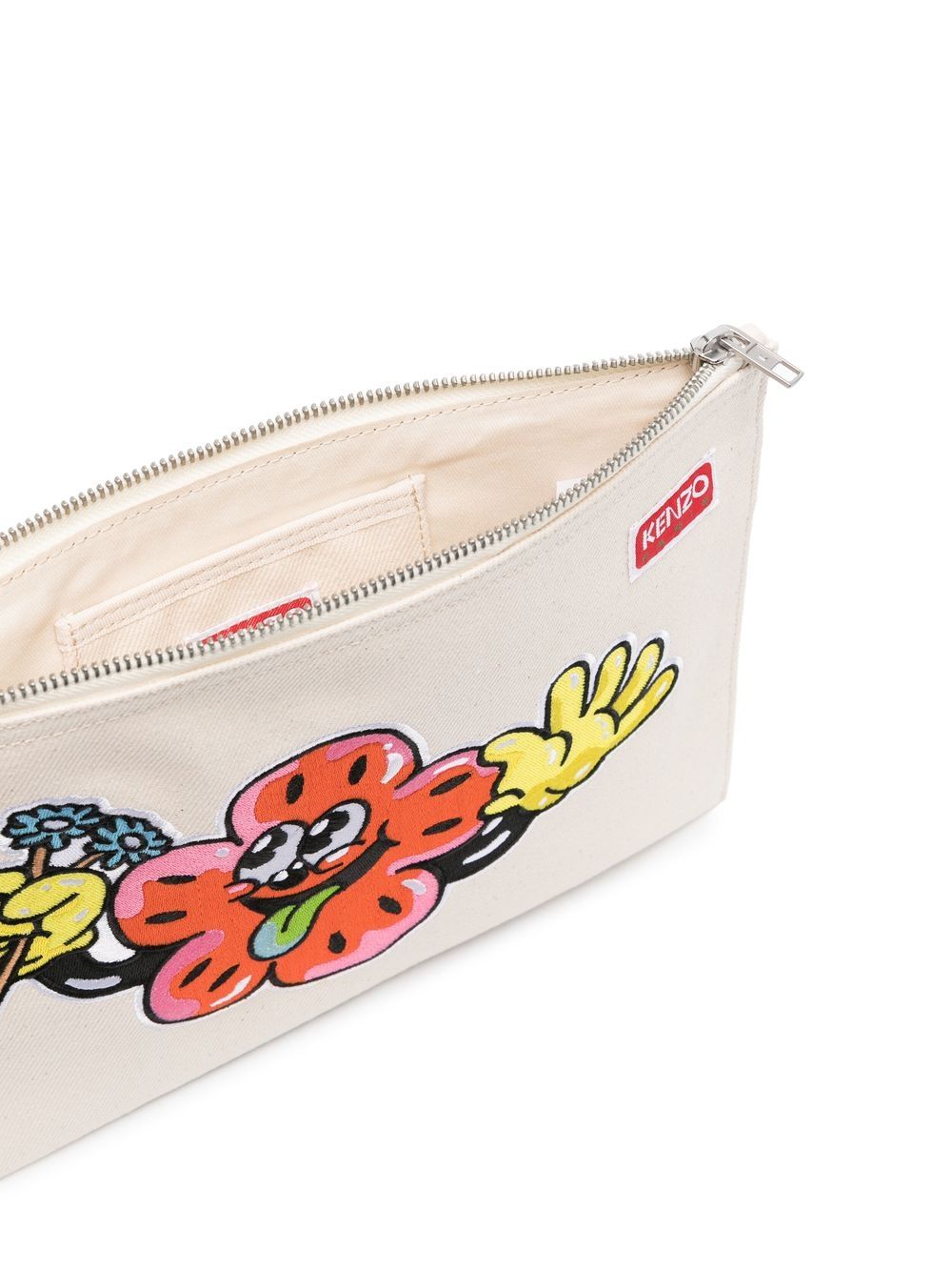 Shop Kenzo Motif-embroidered Clutch Bag In 中性色