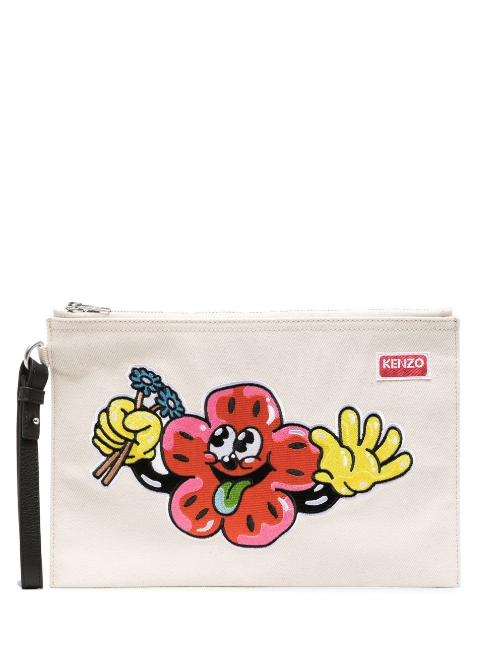 Kenzo Motif-embroidered Clutch Bag In 中性色