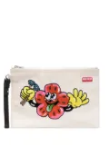 Kenzo motif-embroidered clutch bag - Neutrals