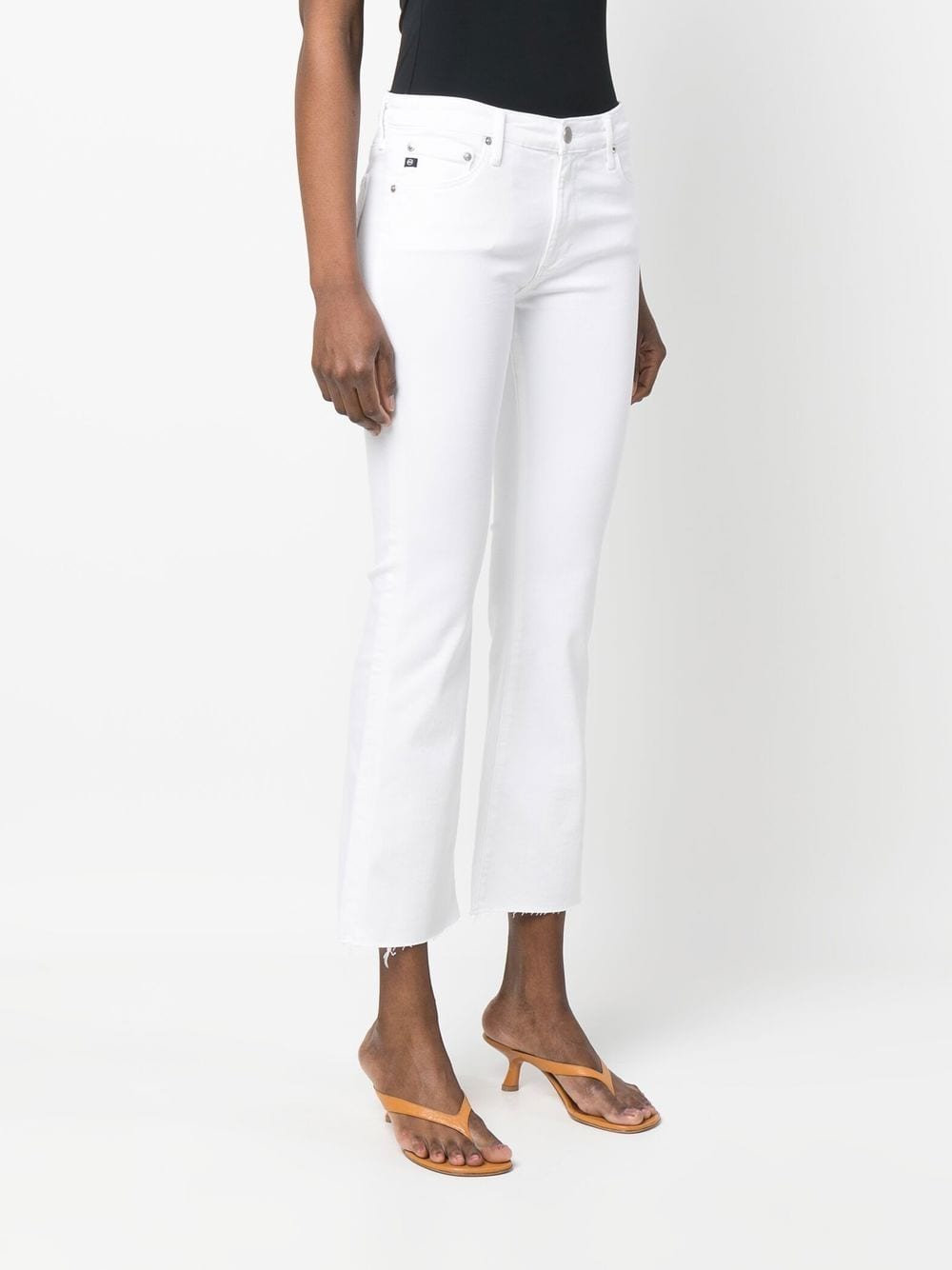 Shop Ag Mid-rise Cropped Denim Jeans In White