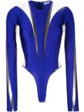 Mugler sheer panelling long-sleeved body - Blue