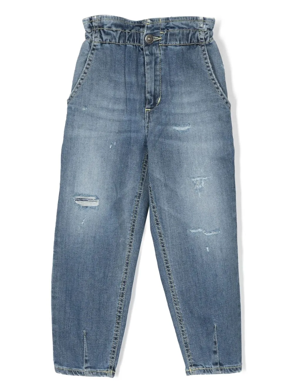 Dondup Kids' Distressed Straight-leg Jeans In Blue