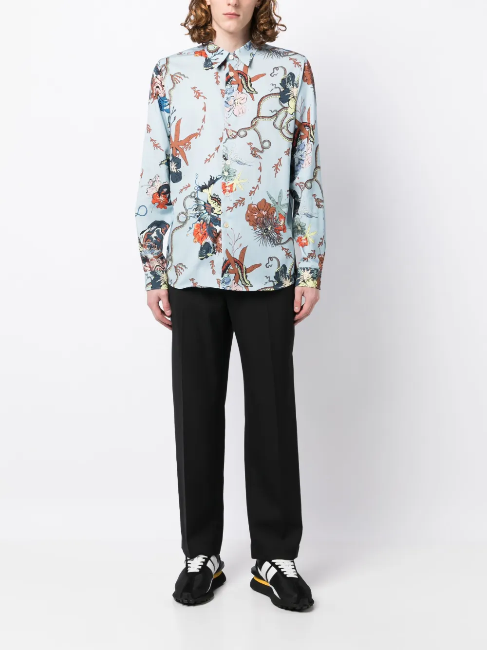 PS Paul Smith Overhemd met botanische print - Blauw
