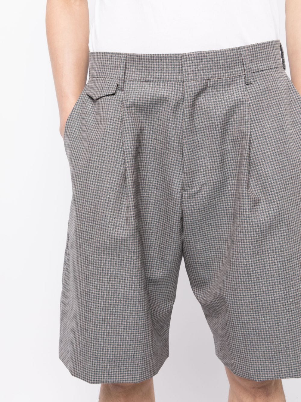 Shop Paul Smith Check-print Wool Shorts In Grey
