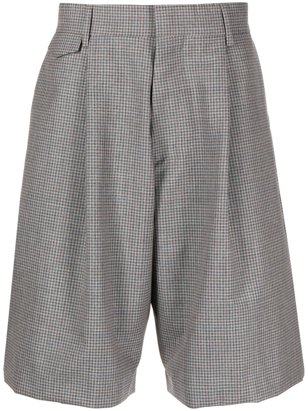 Paul Smith Check-print Wool Shorts In Grey