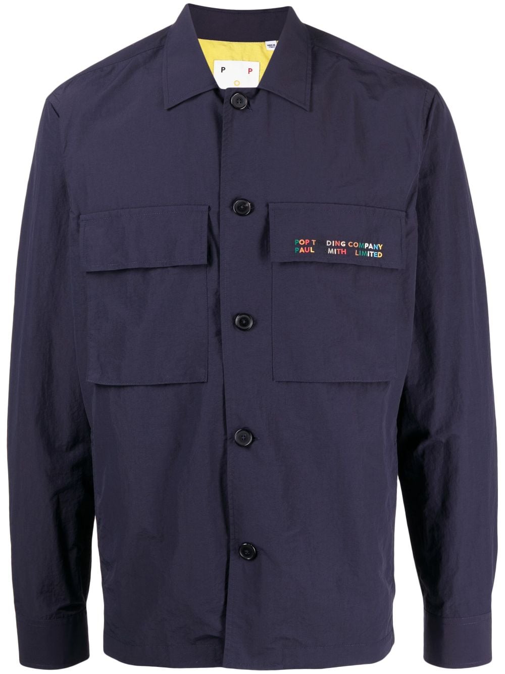 Paul Smith Logo-embroidered Camp-collar Shirt In Blue