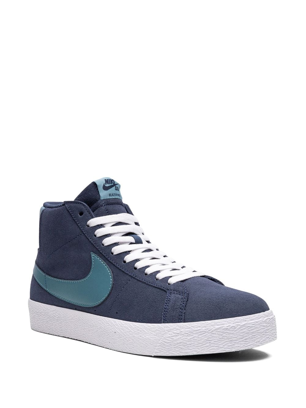 Shop Nike Sb Blazer Mid "navy Aqua" Sneakers In Blue